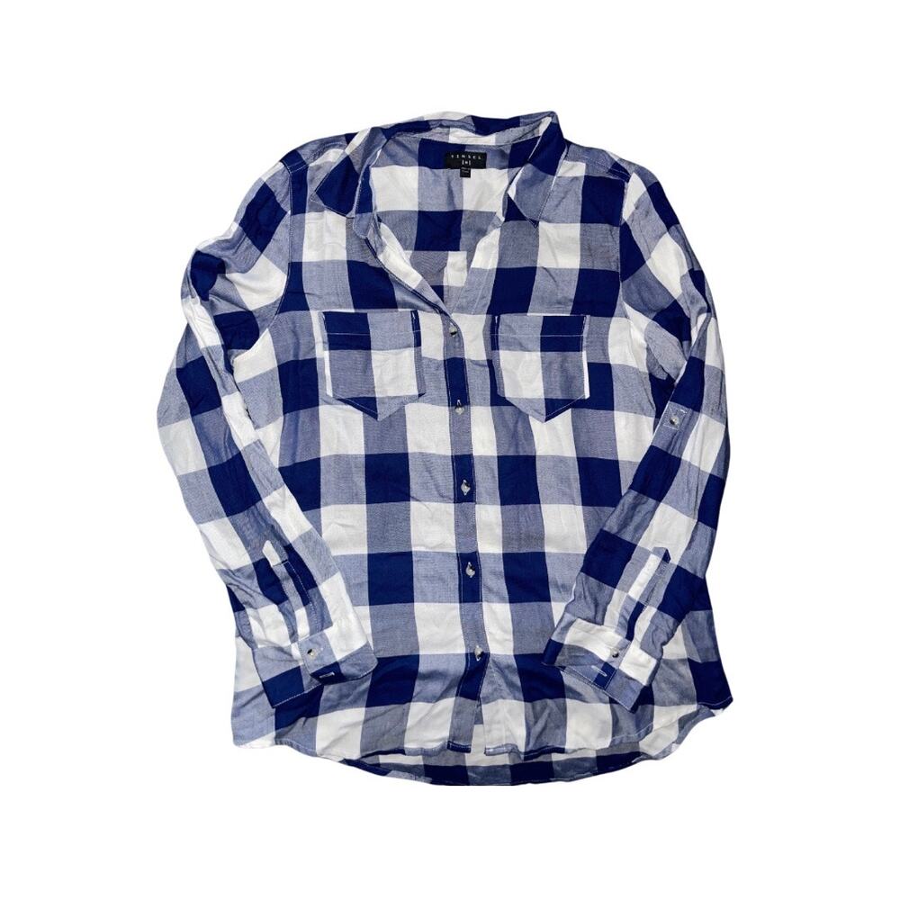 Tinsel Hattie Checker plaid flannel long-sleeve shirt SZ M Western Cowgirl